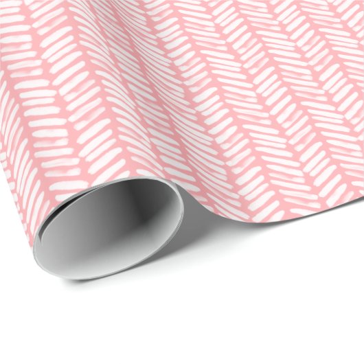 Summer Dusty Roos Blush Pink Stripes Cadeaupapier (Rol Hoek)
