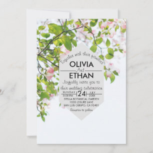 Summer elegant greenery foto Wedding Invitation Kaart