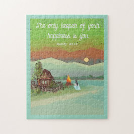 SUMMER ENERGY with huts sun blue sky and a lake Legpuzzel