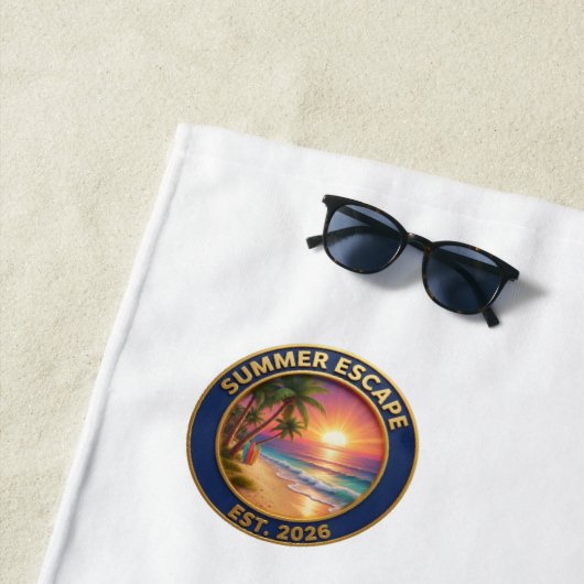 Summer Escape Tropical Beach Sunset Bath Towel Strandlaken (In situ)