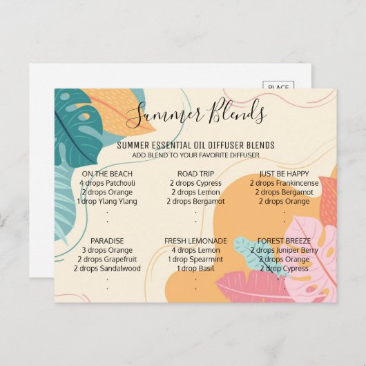 Summer Essential Oils Blends Post Kaart (Voorkant / Achterkant)
