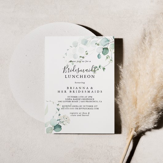 Summer Eucalyptus Bridesmaids Luncheon Shower Kaart