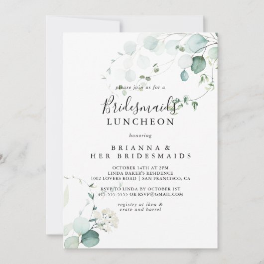 Summer Eucalyptus Bridesmaids Luncheon Shower Kaart (Voorkant)