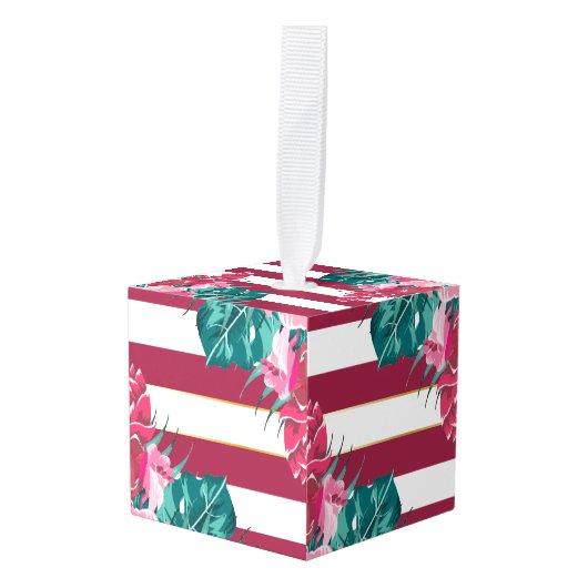 Summer Exotic burgundy Flowers strips Decoratie (Voorkant hoekig)