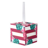 Summer Exotic burgundy Flowers strips Decoratie (Achter hoekig)