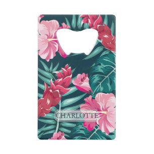 Summer Exotic Flowers Monogram Creditkaart Flessenopener