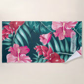 Summer Exotic Flowers Monogram Strandlaken (Voorkant)