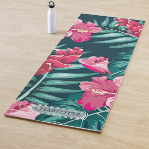 Summer Exotic Flowers Monogram Yogamat
