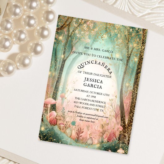 Summer Fairy Tale Enchanted Forest Quinceañera Kaart
