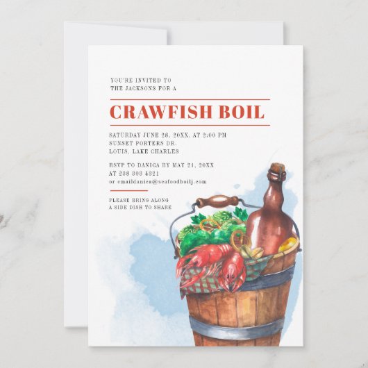 Summer Family Crawfish Boil Seafood Party Kaart (Voorkant)