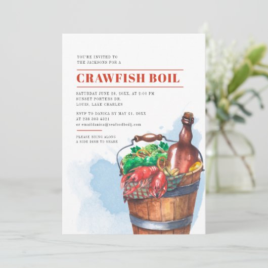 Summer Family Crawfish Boil Seafood Party Kaart (Staand voorkant)