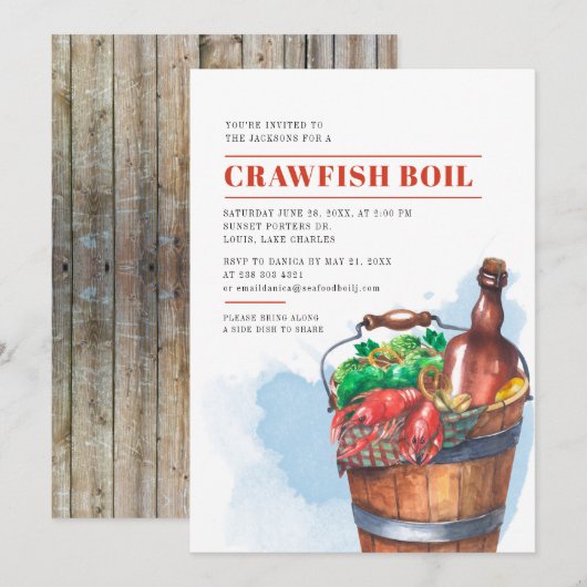 Summer Family Crawfish Boil Seafood Party Kaart (Voorkant / Achterkant)