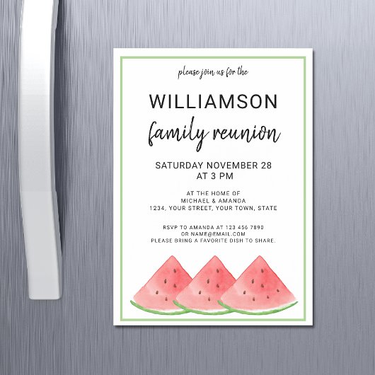 Summer Family Reunion Watermelon Magnetische Uitnodiging