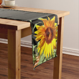 Summer Farmhouse Yellow Sunflower on Black Korte Tafelloper