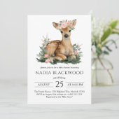 Summer Fawn Watercolor Baby Shower Kaart (Staand voorkant)