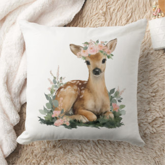 Summer Fawn Watercolor Baby Shower Kussen