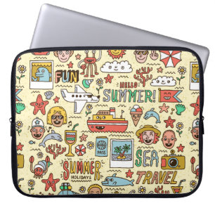 Summer Feestdagen Vacation Travel Funny Doodle Laptop Sleeve