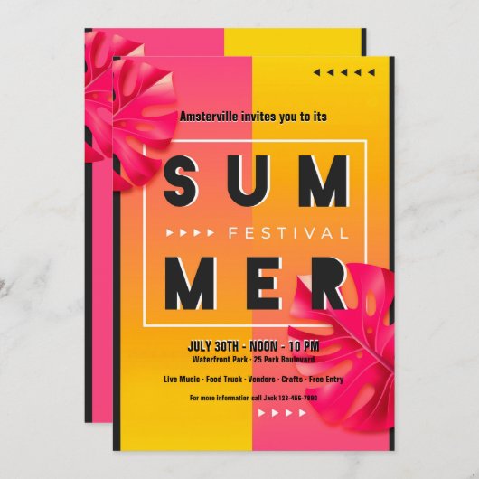 Summer Festival Kaart (Voorkant / Achterkant)