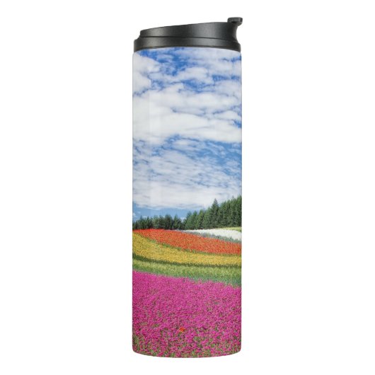 Summer Field Rows of Flowers Thermosbeker (Gedraaid links)