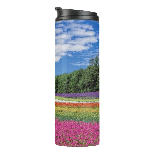 Summer Field Rows of Flowers Thermosbeker (Geroteerd rechts)