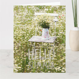 Summer Field Wild Flowers Daisies + Text Kaart