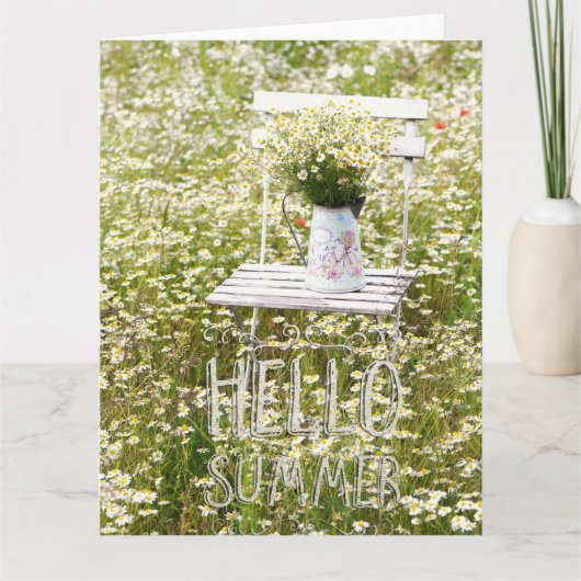 Summer Field Wild Flowers Daisies + Text Kaart (Voorkant)