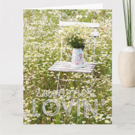 Summer Field Wild Flowers Daisies + Text Kaart