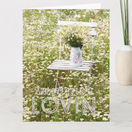 Summer Field Wild Flowers Daisies + Text Kaart (Voorkant)