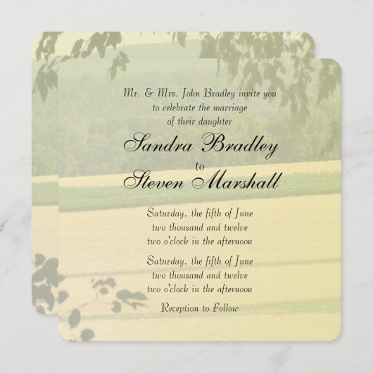 Summer Fields OutdoorWedding Invitations Kaart (Voorkant / Achterkant)