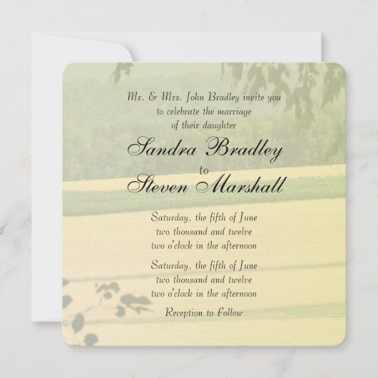 Summer Fields OutdoorWedding Invitations Kaart (Voorkant)