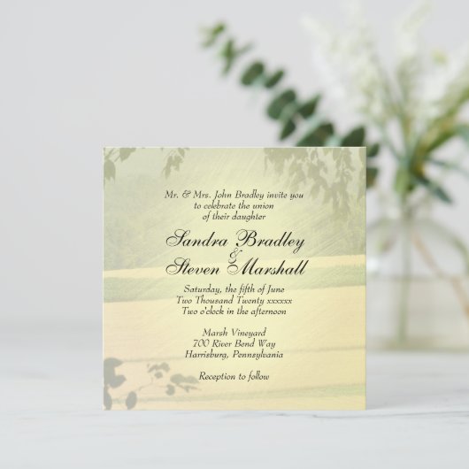 Summer Fields Wedding Invitations Kaart (Staand voorkant)