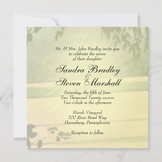 Summer Fields Wedding Invitations Kaart (Voorkant)