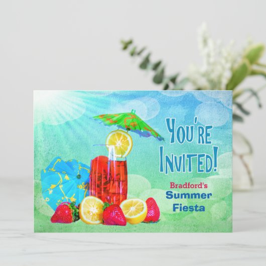 SUMMER FIESTA PARTIJ INVITATIE - TROPISCH GEDRAG KAART (Staand voorkant)