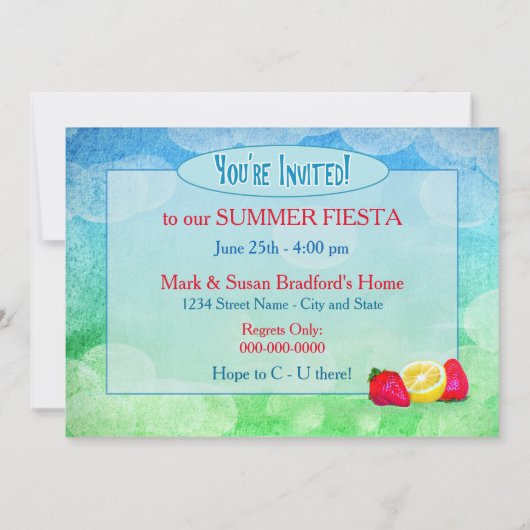 SUMMER FIESTA PARTIJ INVITATIE - TROPISCH GEDRAG KAART (Achterkant)