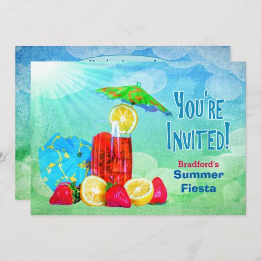 SUMMER FIESTA PARTIJ INVITATIE - TROPISCH GEDRAG KAART (Voorkant / Achterkant)