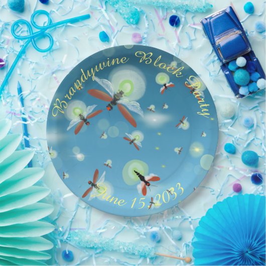 Summer Firefly Blue Ombre Custom Papieren Bordje (Feest)