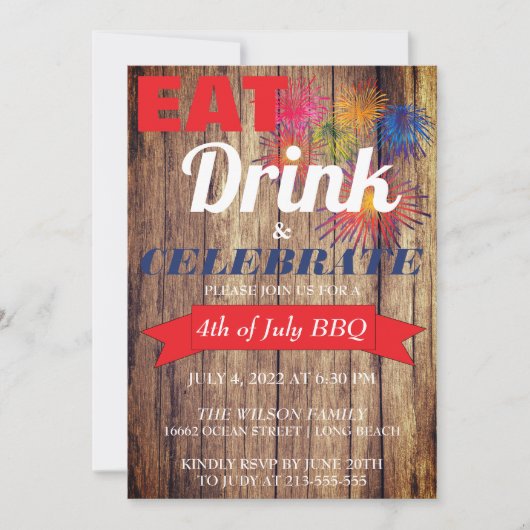 Summer Fireworks BBQ Kaart (Voorkant)