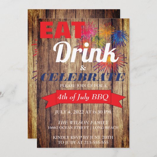 Summer Fireworks BBQ Kaart (Voorkant / Achterkant)