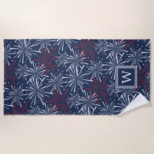 Summer Fireworks Pattern Monogram Strandlaken (Voorkant)
