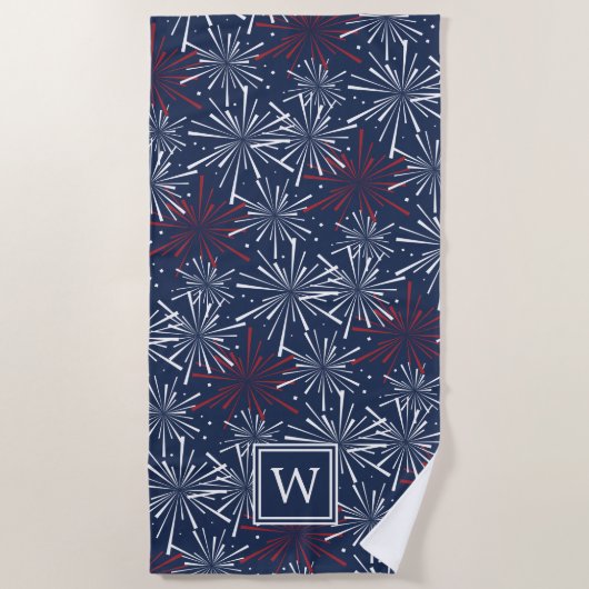 Summer Fireworks Pattern Monogram Strandlaken (Voorkant)