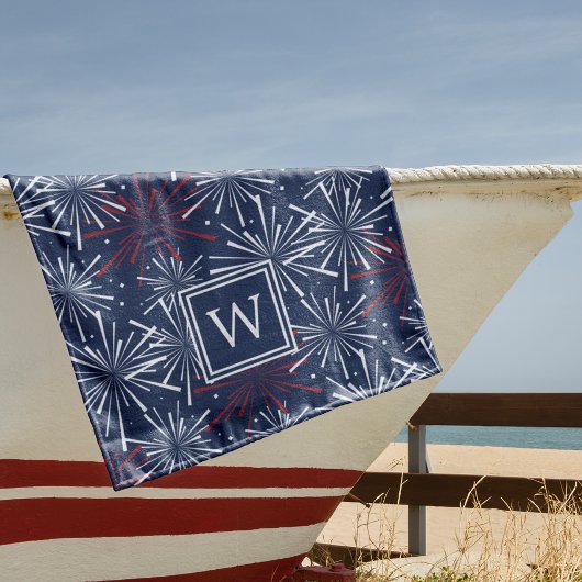 Summer Fireworks Pattern Monogram Strandlaken