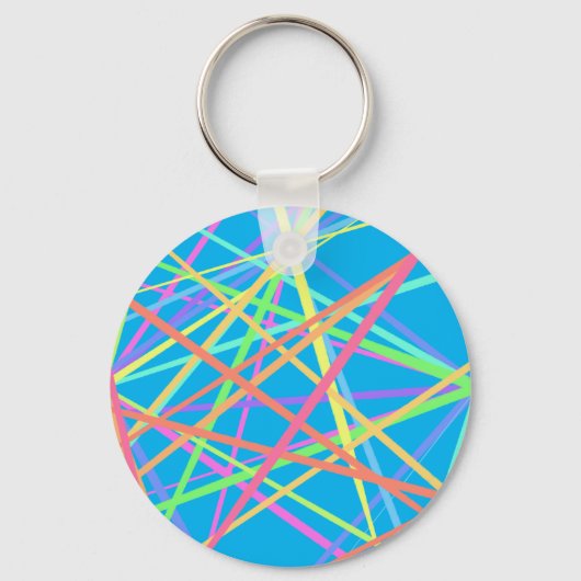 Summer Flair: Neon Rainbow Striped Sleutelhanger (Voorkant)