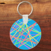 Summer Flair: Neon Rainbow Striped Sleutelhanger (Voorkant)