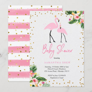 Summer Flamingo Baby shower Invitation Kaart