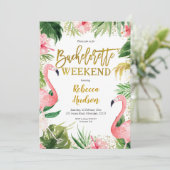 Summer Flamingo Bachelorette Weekend Uitnodiging (Staand voorkant)