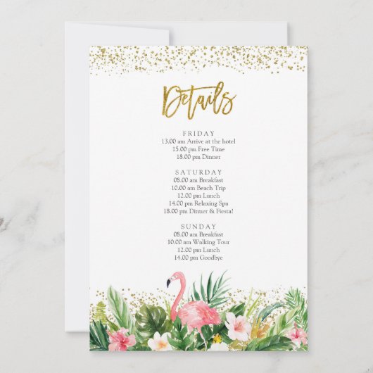 Summer Flamingo Bachelorette Weekend Uitnodiging (Achterkant)