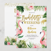 Summer Flamingo Bachelorette Weekend Uitnodiging (Voorkant / Achterkant)