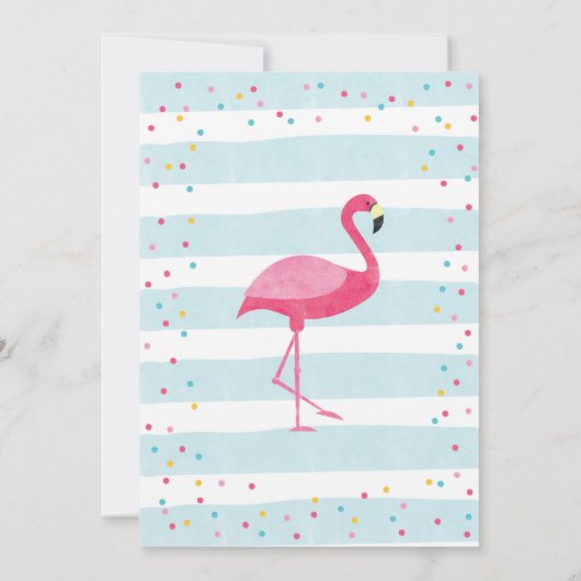 Summer Flamingo Birthday Invitation, Flamingle Kaart (Achterkant)