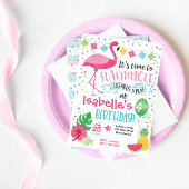 Summer Flamingo Birthday Invitation, Flamingle Kaart