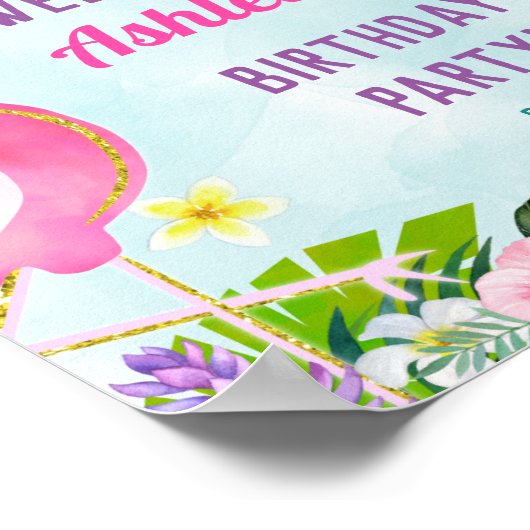 Summer Flamingo Birthday Party Welcome Sign 8x10 Poster (Hoek)
